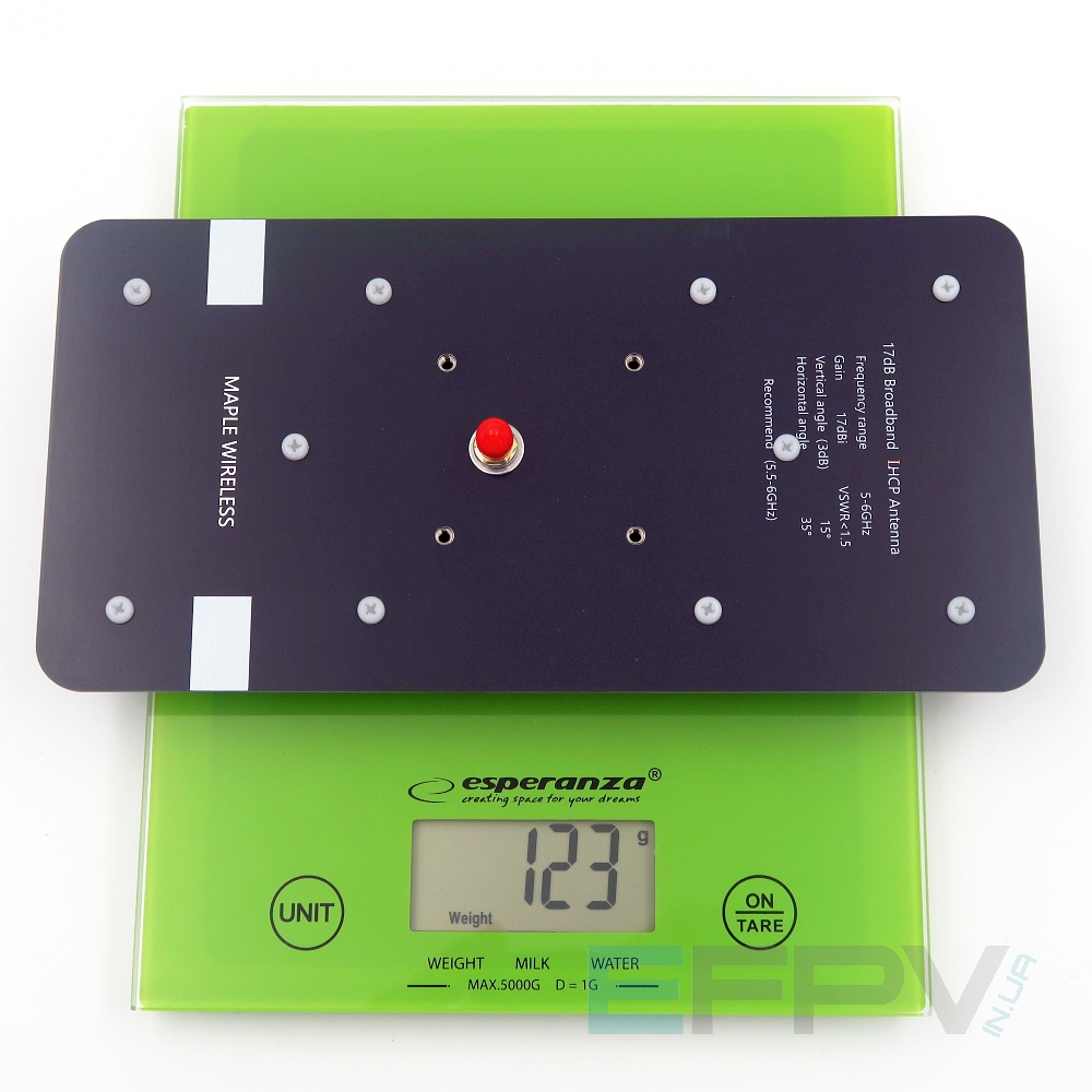 Патч антена Maple Wireless 5.5G 17dBi LHCP 5.0-6.0GHz SMA
